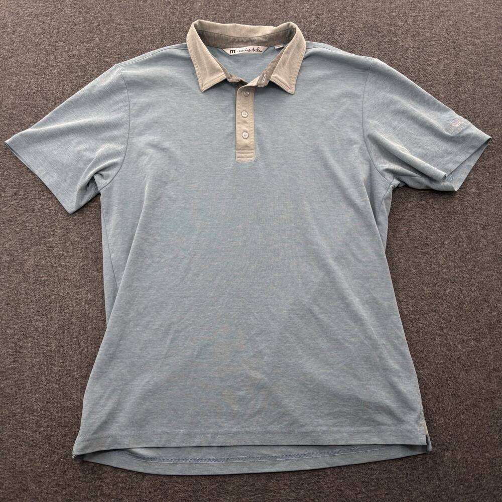 Travis Mathew Polo Shirt Adult XL Light Blue Golf Lightweight Logo Casual Mens